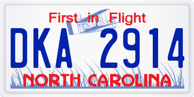 NC license plate DKA2914