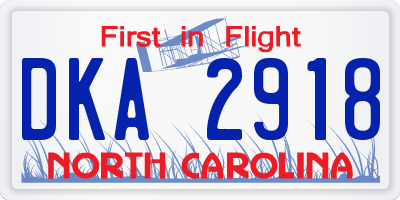 NC license plate DKA2918