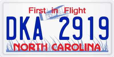 NC license plate DKA2919