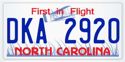 NC license plate DKA2920