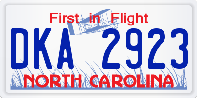 NC license plate DKA2923