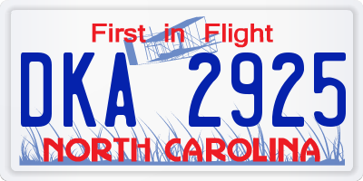 NC license plate DKA2925
