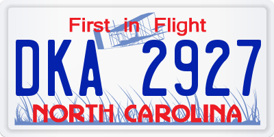 NC license plate DKA2927