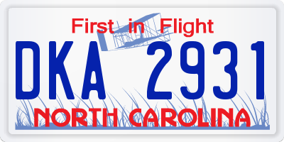 NC license plate DKA2931