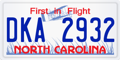 NC license plate DKA2932