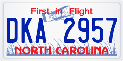 NC license plate DKA2957