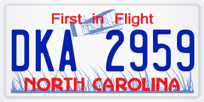 NC license plate DKA2959