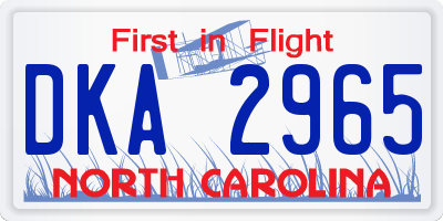 NC license plate DKA2965