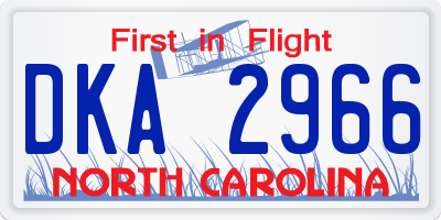 NC license plate DKA2966