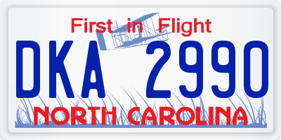 NC license plate DKA2990