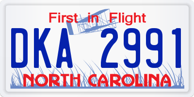 NC license plate DKA2991
