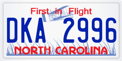 NC license plate DKA2996