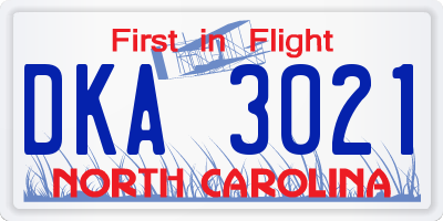 NC license plate DKA3021