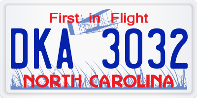 NC license plate DKA3032