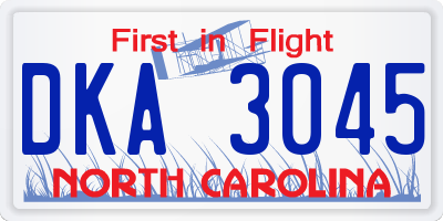 NC license plate DKA3045