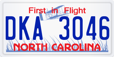NC license plate DKA3046