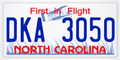 NC license plate DKA3050
