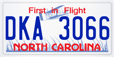 NC license plate DKA3066