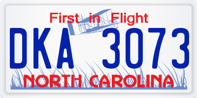 NC license plate DKA3073