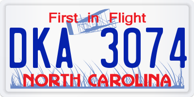 NC license plate DKA3074