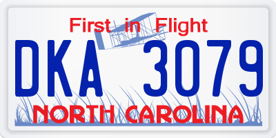 NC license plate DKA3079