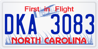 NC license plate DKA3083
