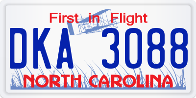NC license plate DKA3088