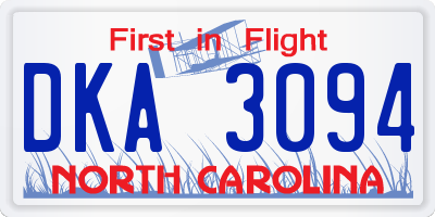 NC license plate DKA3094