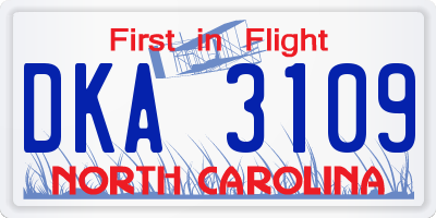 NC license plate DKA3109