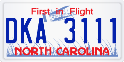 NC license plate DKA3111