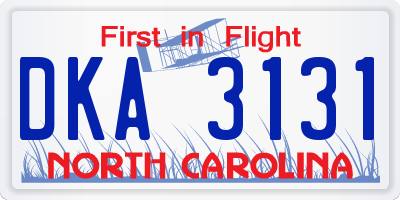 NC license plate DKA3131