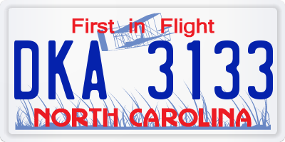 NC license plate DKA3133