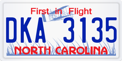 NC license plate DKA3135