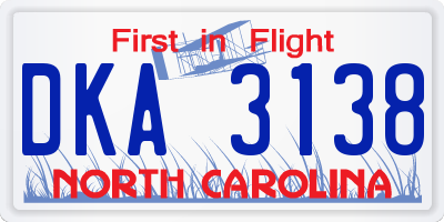 NC license plate DKA3138