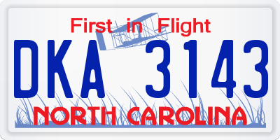 NC license plate DKA3143