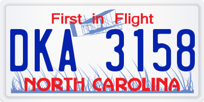 NC license plate DKA3158