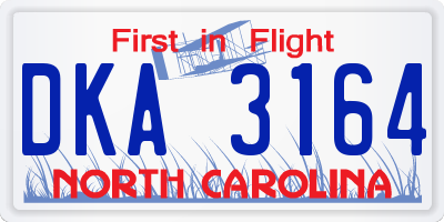 NC license plate DKA3164