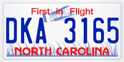 NC license plate DKA3165