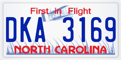 NC license plate DKA3169