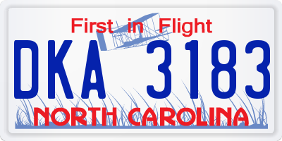 NC license plate DKA3183