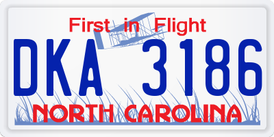 NC license plate DKA3186