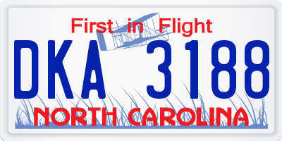 NC license plate DKA3188