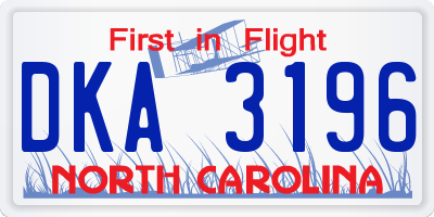 NC license plate DKA3196