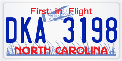 NC license plate DKA3198