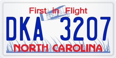 NC license plate DKA3207