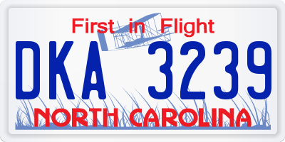 NC license plate DKA3239