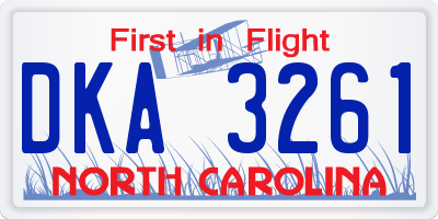 NC license plate DKA3261