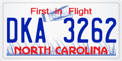 NC license plate DKA3262