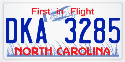 NC license plate DKA3285