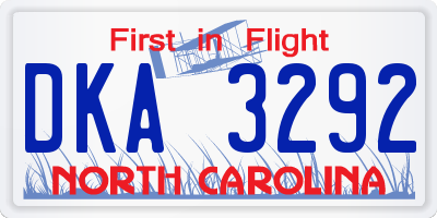 NC license plate DKA3292